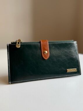 AnDoilt Genuine Leather Credit Card ID Bills Green Wallet Slim Bifold Purse